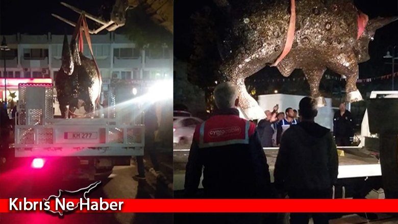 Tartışmalı boğa heykeli kaldırıldı