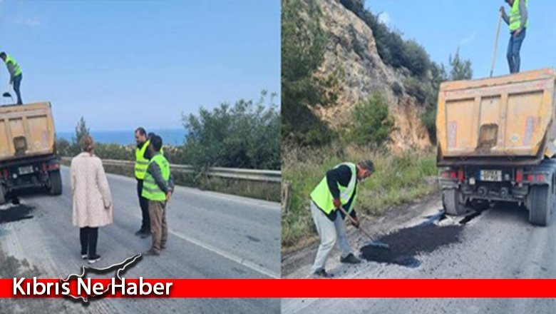Kamyonların, Değirmenlik – Çatalköy yolunda oluşturduğu hasarlar giderildi
