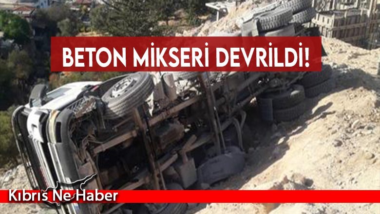 Beton mikseri devrildi!