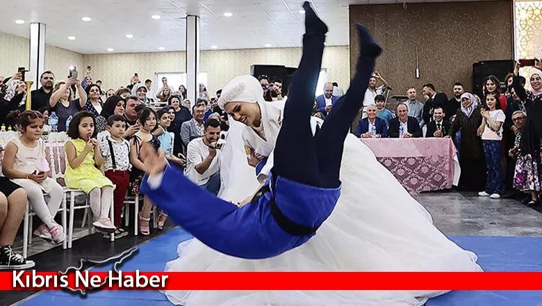 Judo antrenörü gelin, düğünde damadı yerden yere vurdu