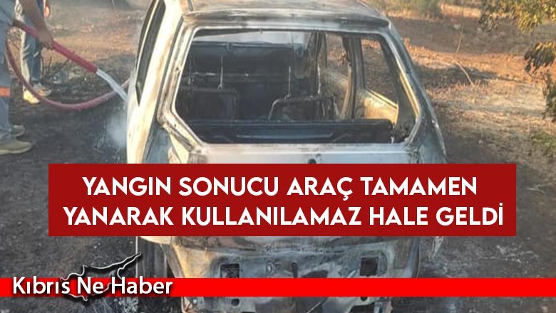 Bafra 'da park halindeki araç alev aldı