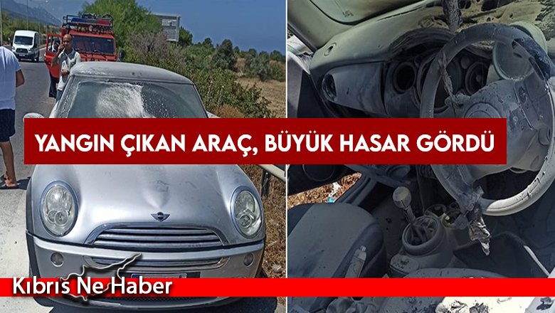 Seyir halindeyken alev alan araç yandı