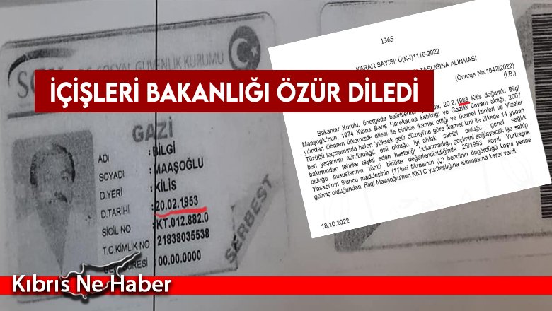 İçişleri Bakanlığı: “Doğum yılı yanlış yazıldı”