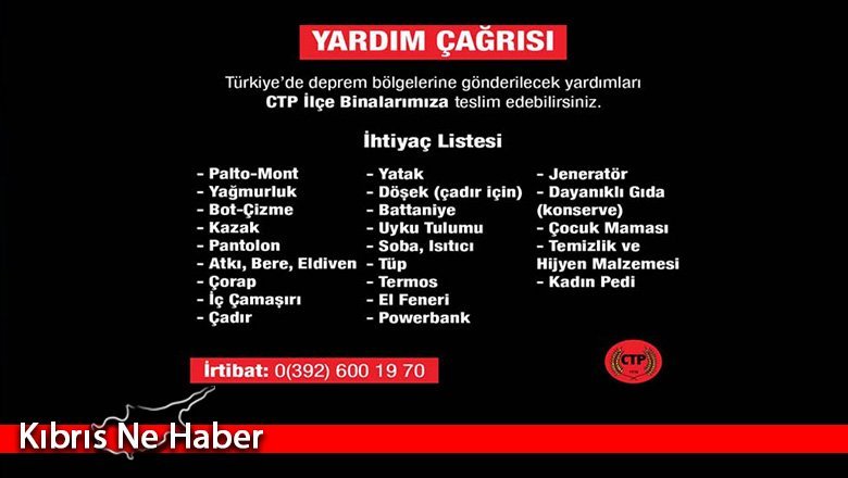 CTP’den deprem için yardım kampanyası