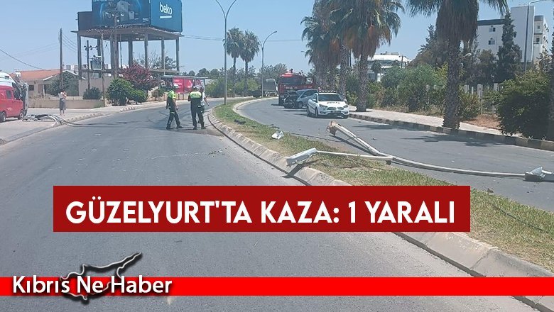 Güzelyurt'ta kaza: Karşı şeride geçerek kaldırım üzerinde durabildi