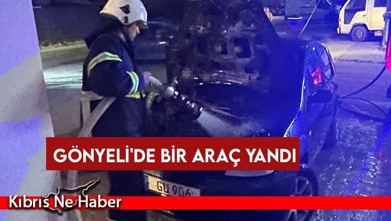 Gönyeli'de bir araç yandı