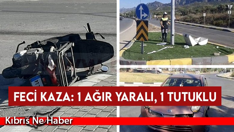 Karşı şeride geçen araç motosiklet sürücüsüne çarptı!