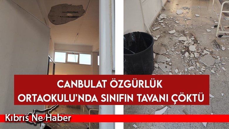 Canbulat Özgürlük Ortaokulu'nda Sınıfın Tavanı Çöktü
