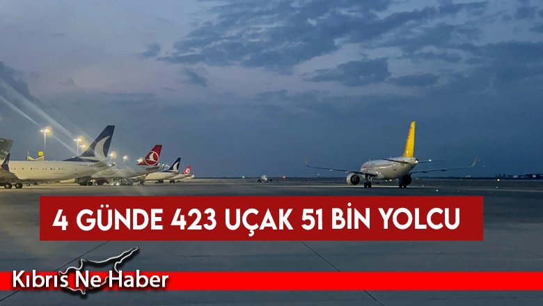 Ercan'da 4 günde 423 uçak 51 bin yolcu