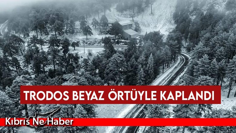 Dün, gün boyunca yağan kar, Trodos Dağları'nı beyaza bürüdü