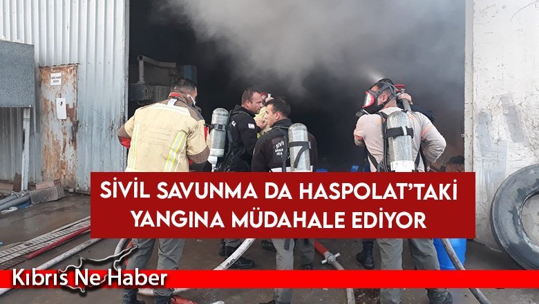 Sivil Savunma da Haspolat’taki yangına müdahale ediyor