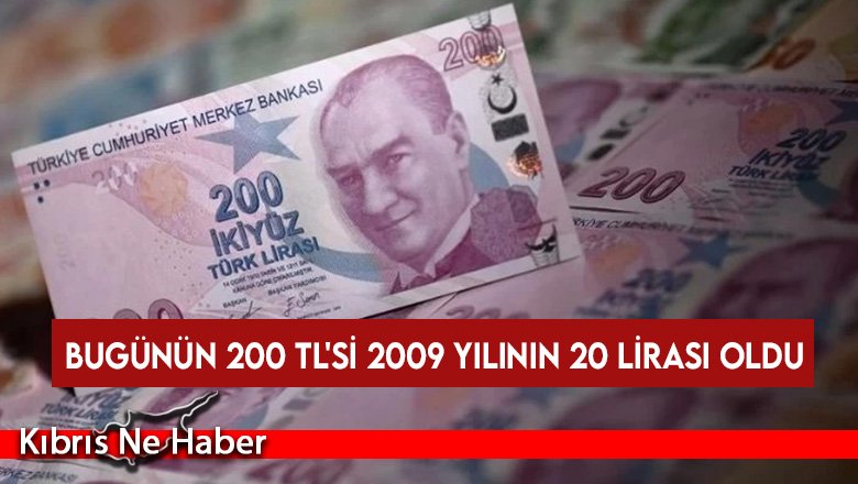 Bugünün 200 TL'si 2009 yılının 20 lirası oldu