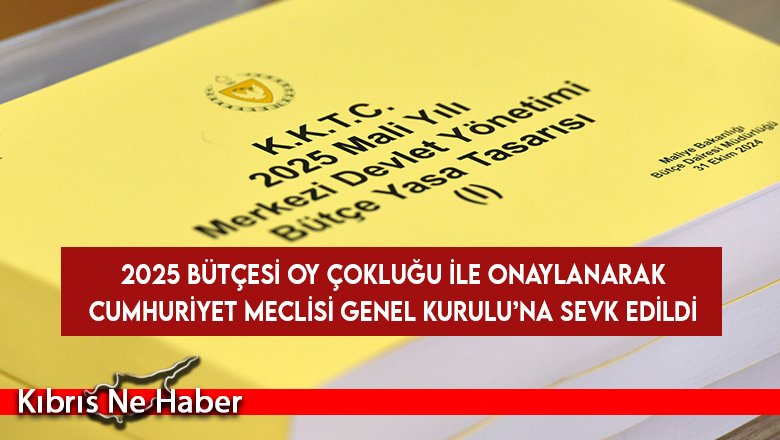 2025 bütçesi oy çokluğu ile onaylanarak Cumhuriyet Meclisi Genel Kurulu’na sevk edildi