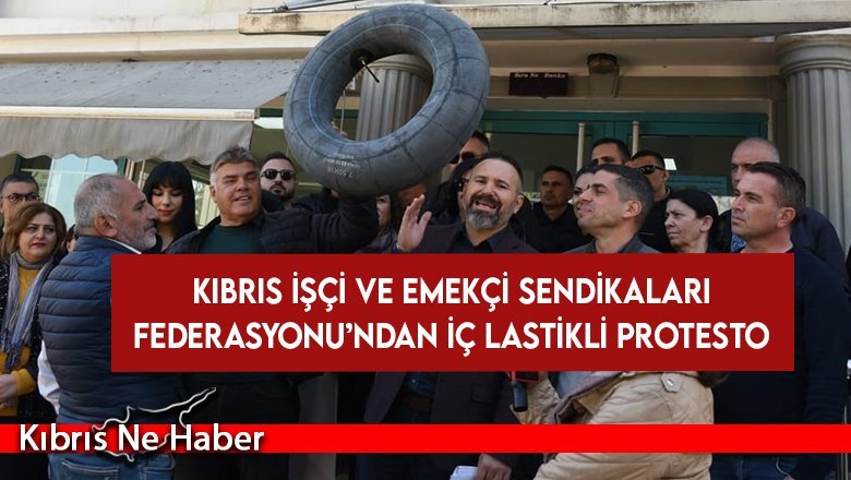 Kıbrıs İşçi ve Emekçi Sendikaları Federasyonu'ndan Çalışma Bakanlığı'nda eylem