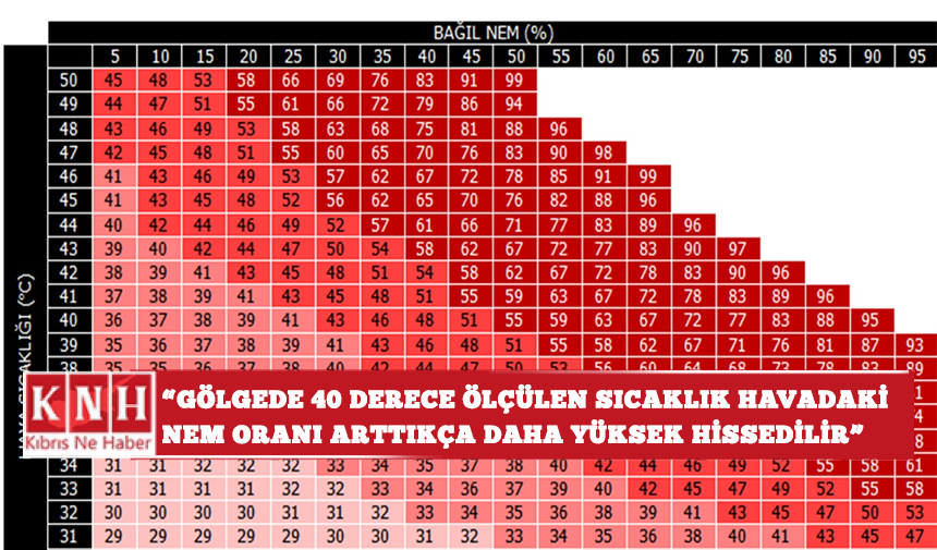 Meteoroloji Mühendisleri Odası: "Gölgede 40 derece ölçülen sıcaklık havadaki nem oranı arttıkça daha yüksek hissedilir"