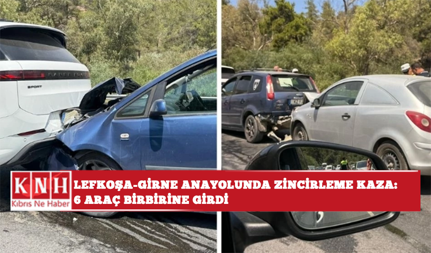 Lefkoşa-Girne ana yolunda zincirleme kaza: 6 araç birbirine girdi!