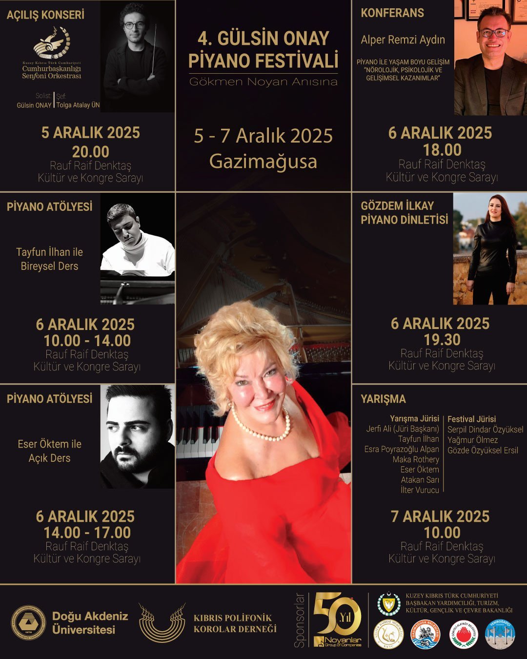 4. Gülsin Onay Piyano Festivali Gazimağusa’da yapılıyor