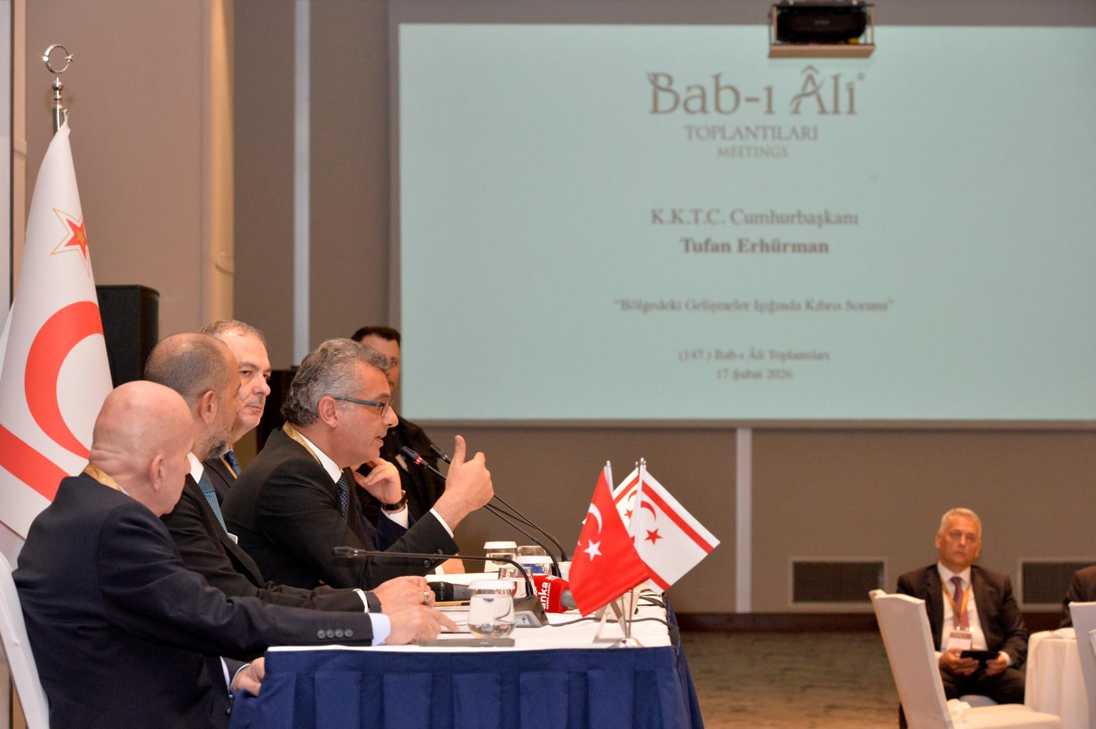 Cumhurbaşkanı Erhürman Bab-ı Âli Toplantıları’nın 35’inci dönemine onur konuşmacısı olarak katıldı