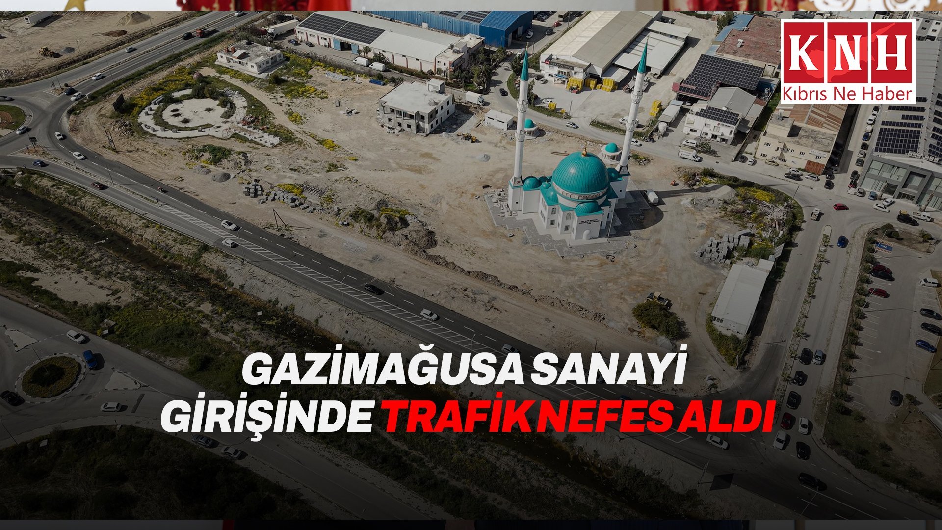 Gazimağusa Belediyesi, Büyük Sanayi Bölgesi girişindeki trafik düzenlemesini tamamladı