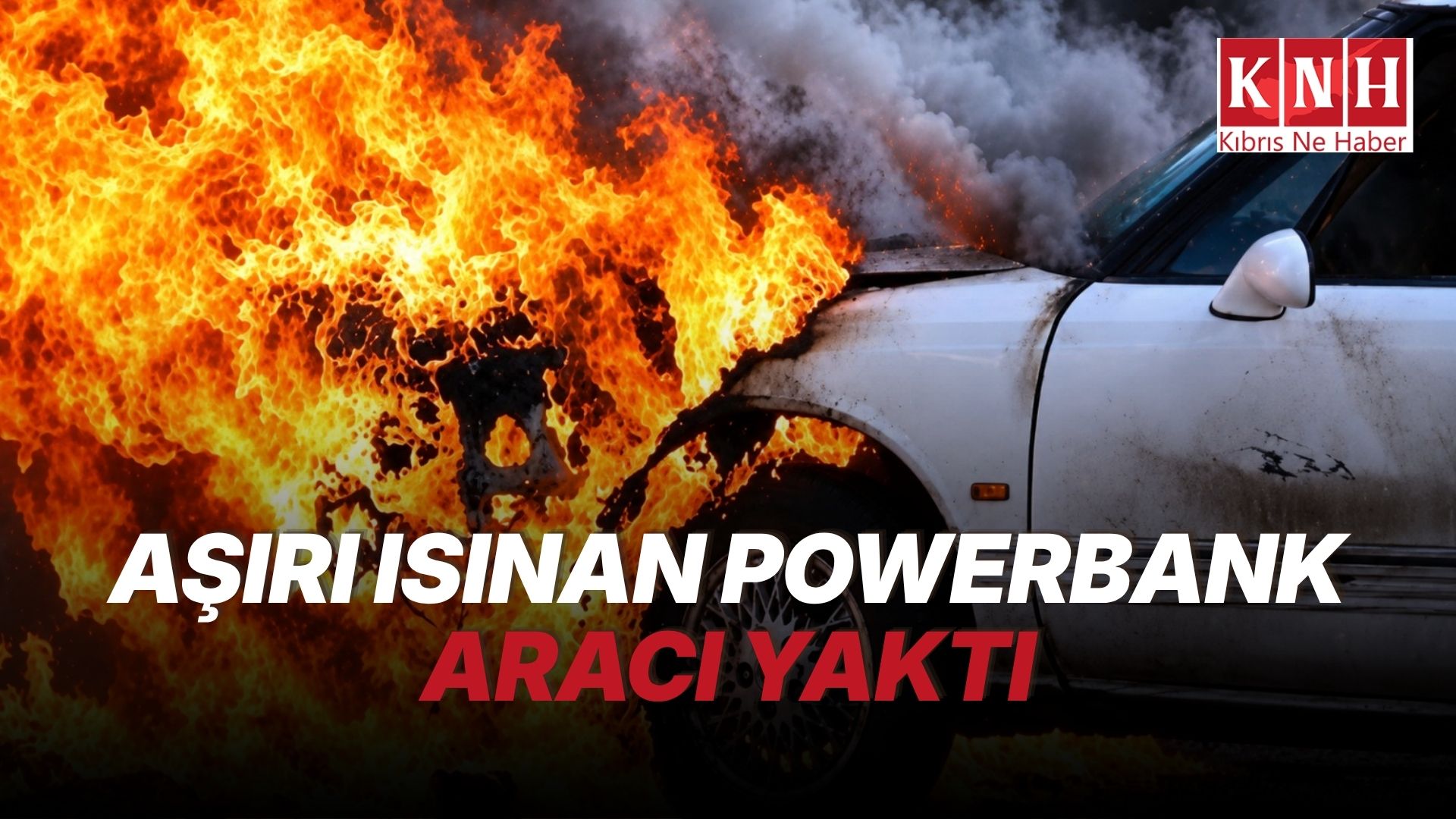 Gönyeli’de park halindeki araçta powerbank yangını