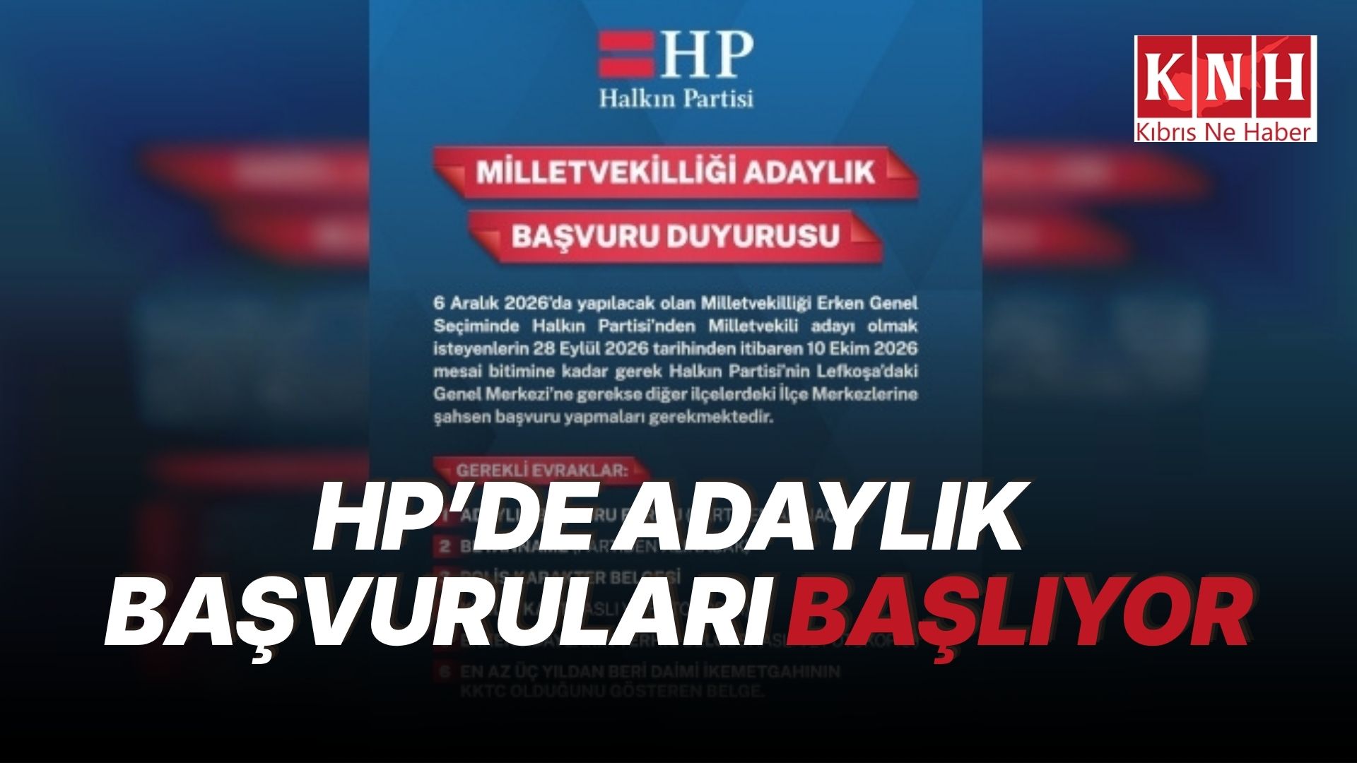 Halkın Partisi’nde milletvekili adaylığı başvuruları 28 Eylül’de başlıyor