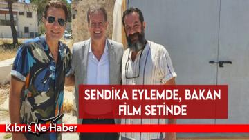 Sendika eylemde, Bakan film setinde