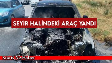 Girne-Lefkoşa yolunda araç yangını
