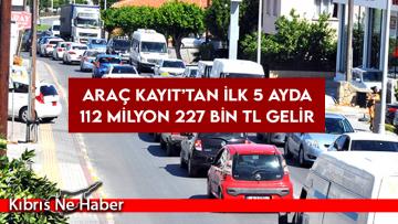 Araç Kayıt’tan ilk 5 ayda 112 milyon 227 bin TL gelir