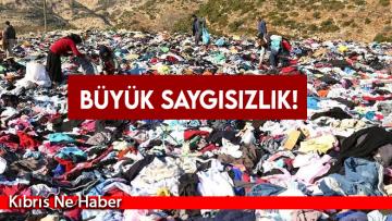 Depremzedelere giden binlerce kıyafeti yol kenarına attılar