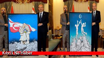 Cumhurbaşkanı Ersin Tatar, ressam ve karikatürist Alireza Pakdel’i kabul etti
