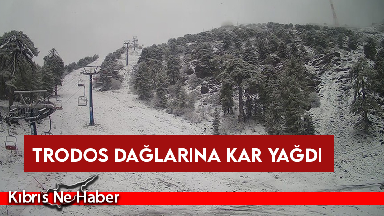 Trodos dağlarına kar yağdı
