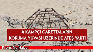 Akdeniz’de 4 kampçı carettaların koruma yuvası üzerinde ateş yaktı