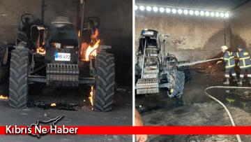Güngör’de traktör alev aldı