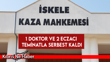 İskele Kaza Mahkemesi’ne çıkarılan 1 doktor ve 2 eczacı teminatla serbest kaldı