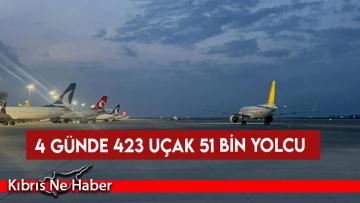 Ercan’da 4 günde 423 uçak 51 bin yolcu