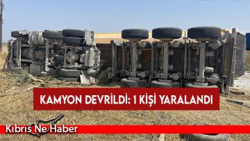 Lefkoşa-Gazimağusa yolunda kamyon devrildi…