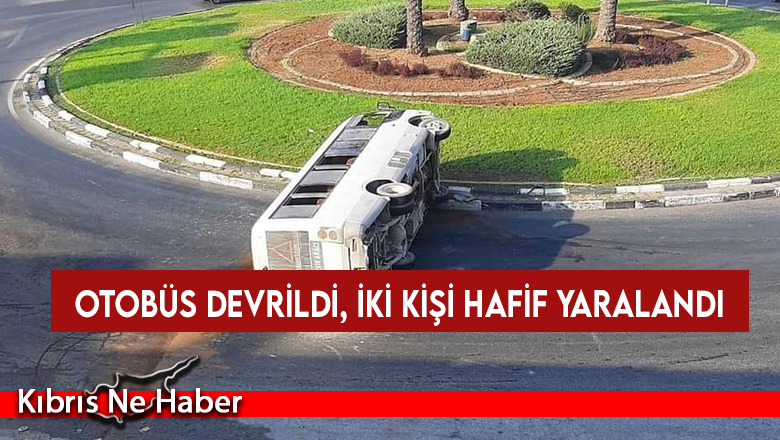 Otobüs devrildi, iki kişi hafif yaralandı
