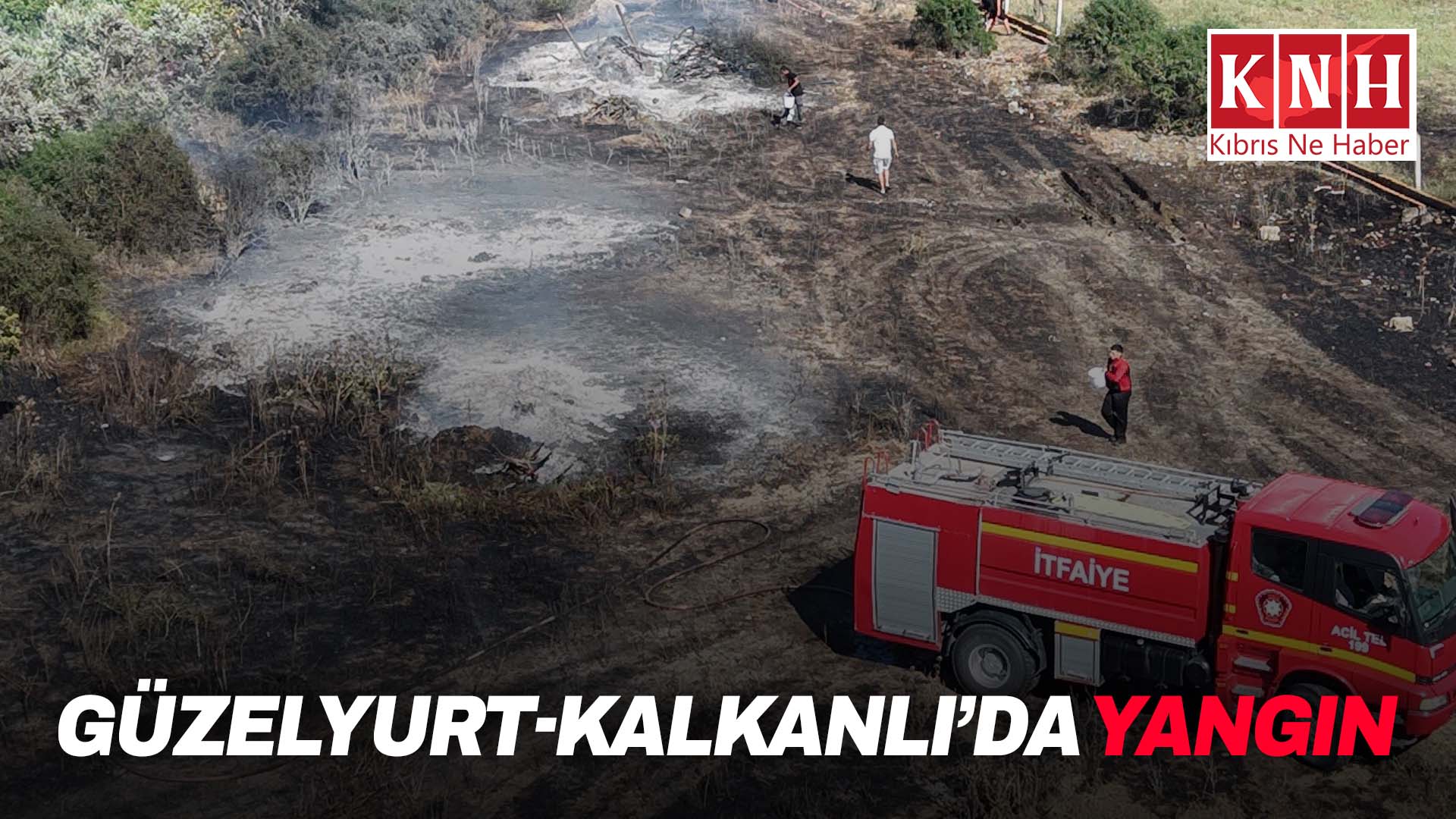 Güzelyurt-Kalkanlı’da yangın… 30 dönümlük alandaki kuru otlar, 10 dönüm biçilmemiş buğday ve ağaçlar yandı